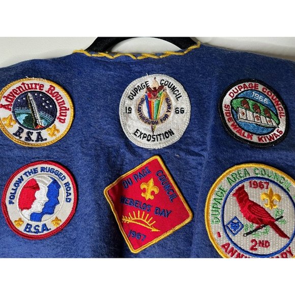 Vintage 1960s Boy Scout Blue wool vest with patches & pins Chicagoland NR! - Picture 7 of 9